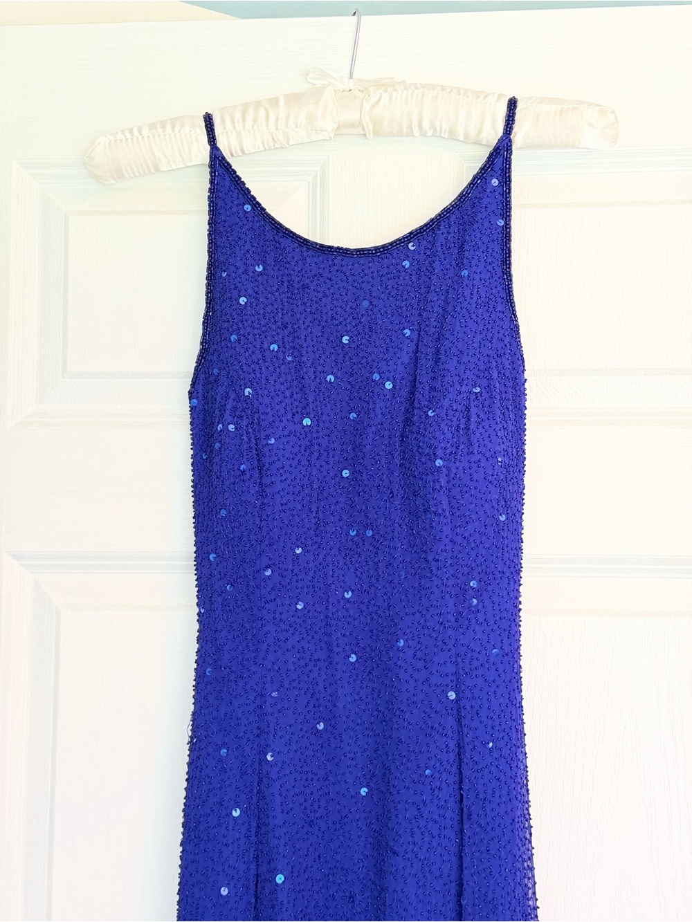 Vintage 2001 Alyce Designs Royal Blue Silk Beaded Gown - Archival Y2K Prom Dress